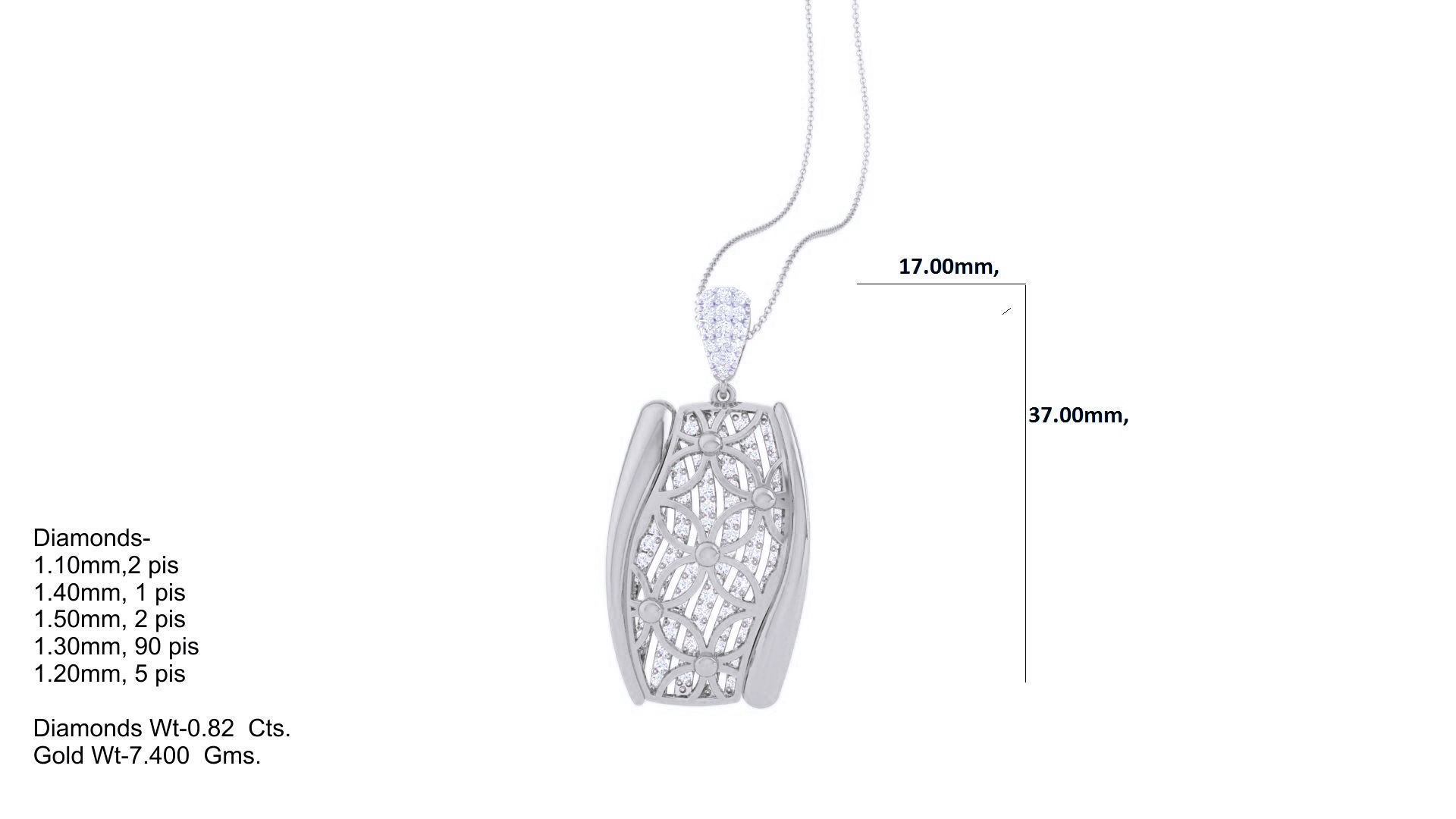 Flower Diamond Head Women Pendant Earrings set 3dm stl obj gltf 3D print model_17