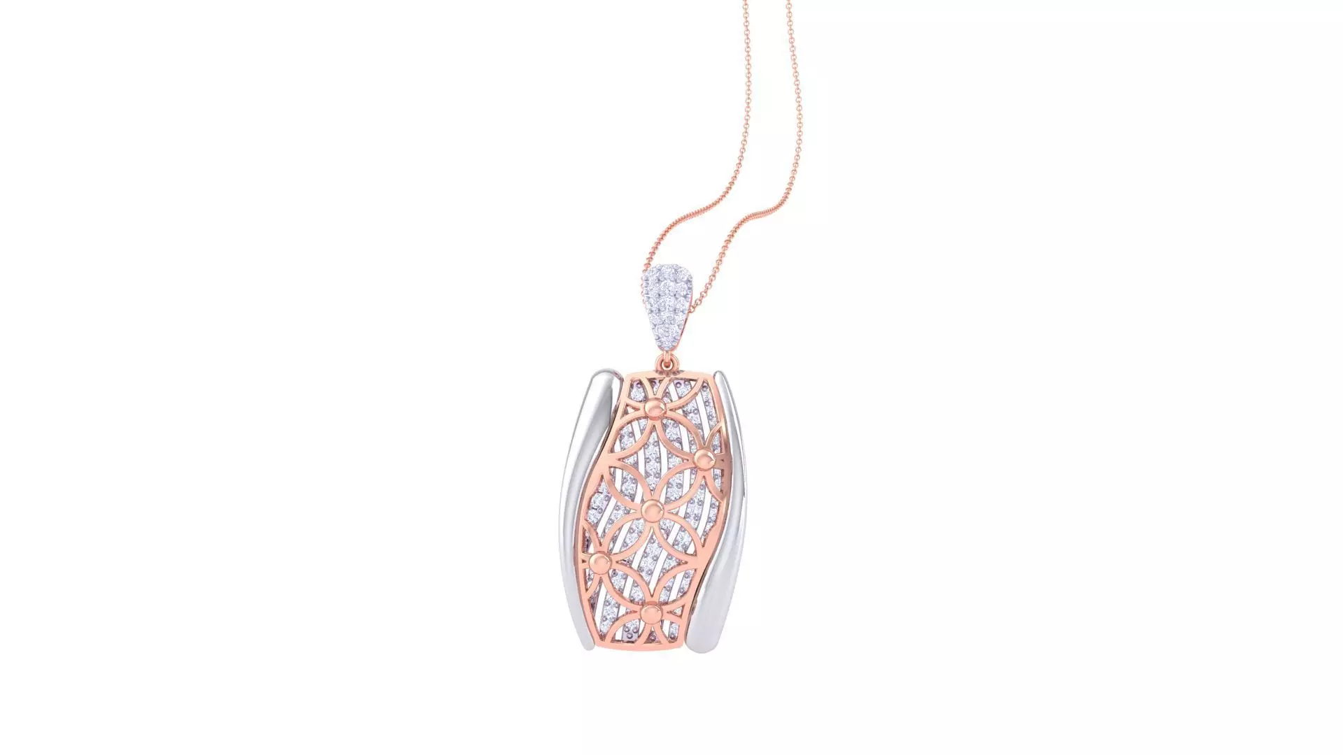 Flower Diamond Head Women Pendant Earrings set 3dm stl obj gltf 3D print model_0