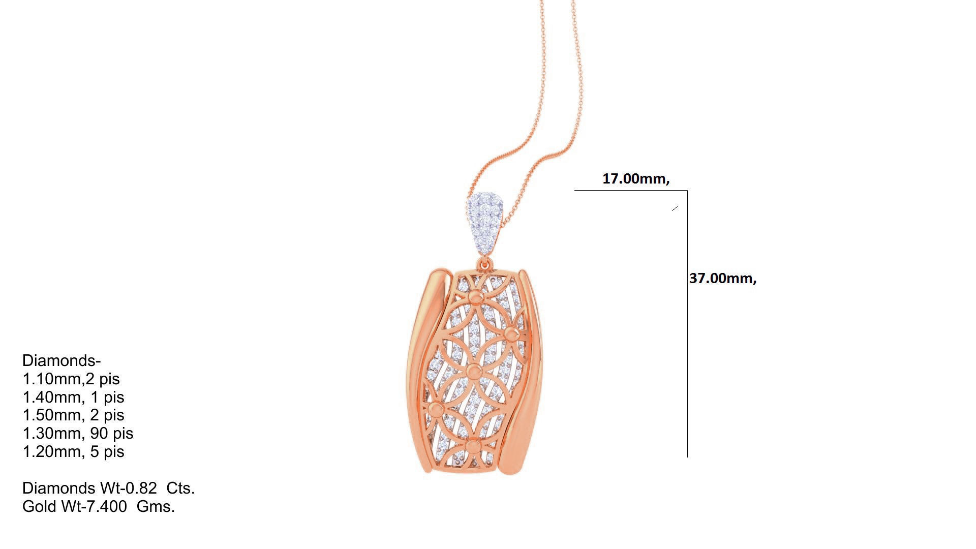 Flower Diamond Head Women Pendant Earrings set 3dm stl obj gltf 3D print model_18