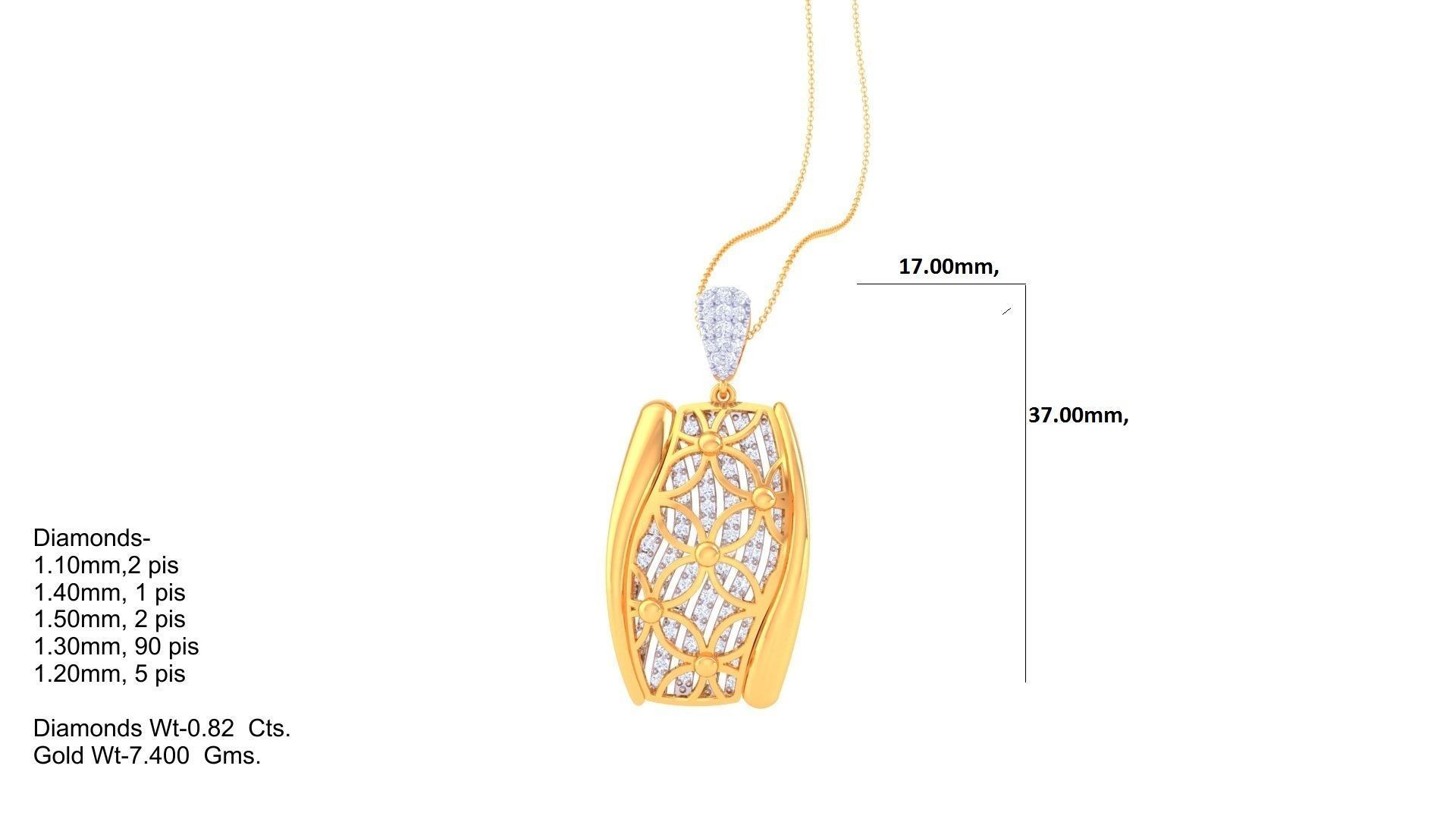 Flower Diamond Head Women Pendant Earrings set 3dm stl obj gltf 3D print model_16