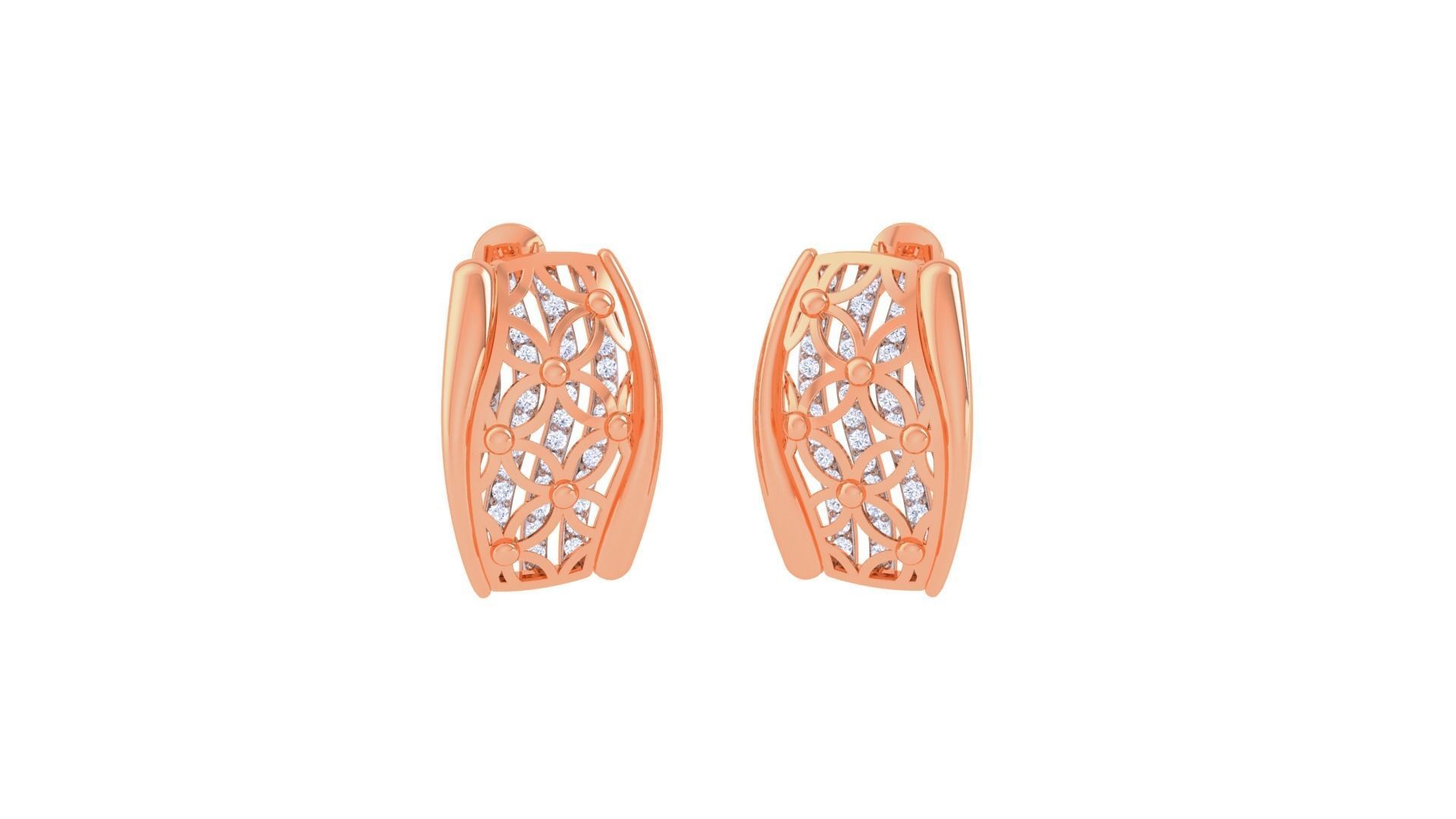 Flower Diamond Head Women Pendant Earrings set 3dm stl obj gltf 3D print model_7