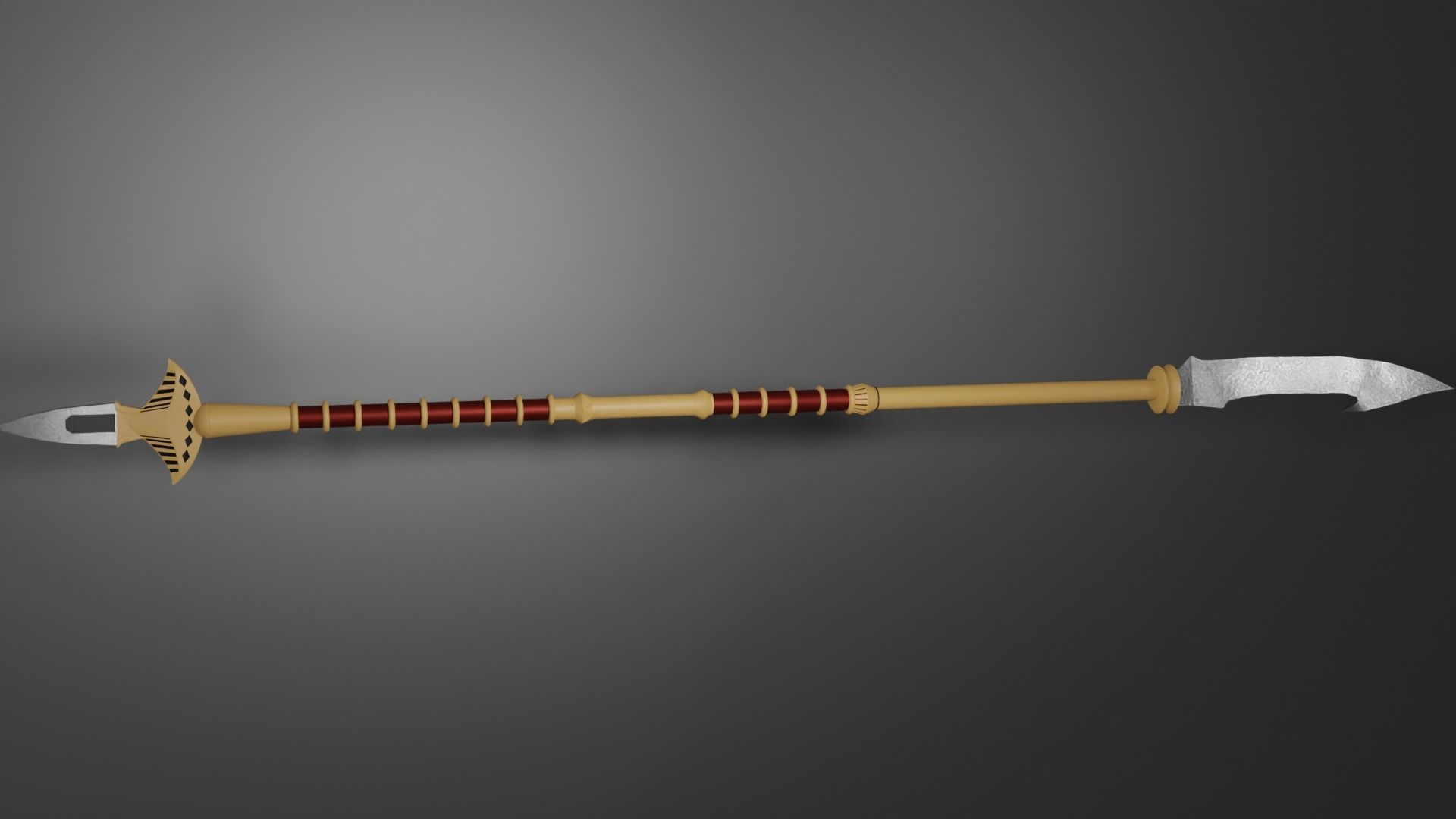 Double Sided Spear Low-poly 3D model_3