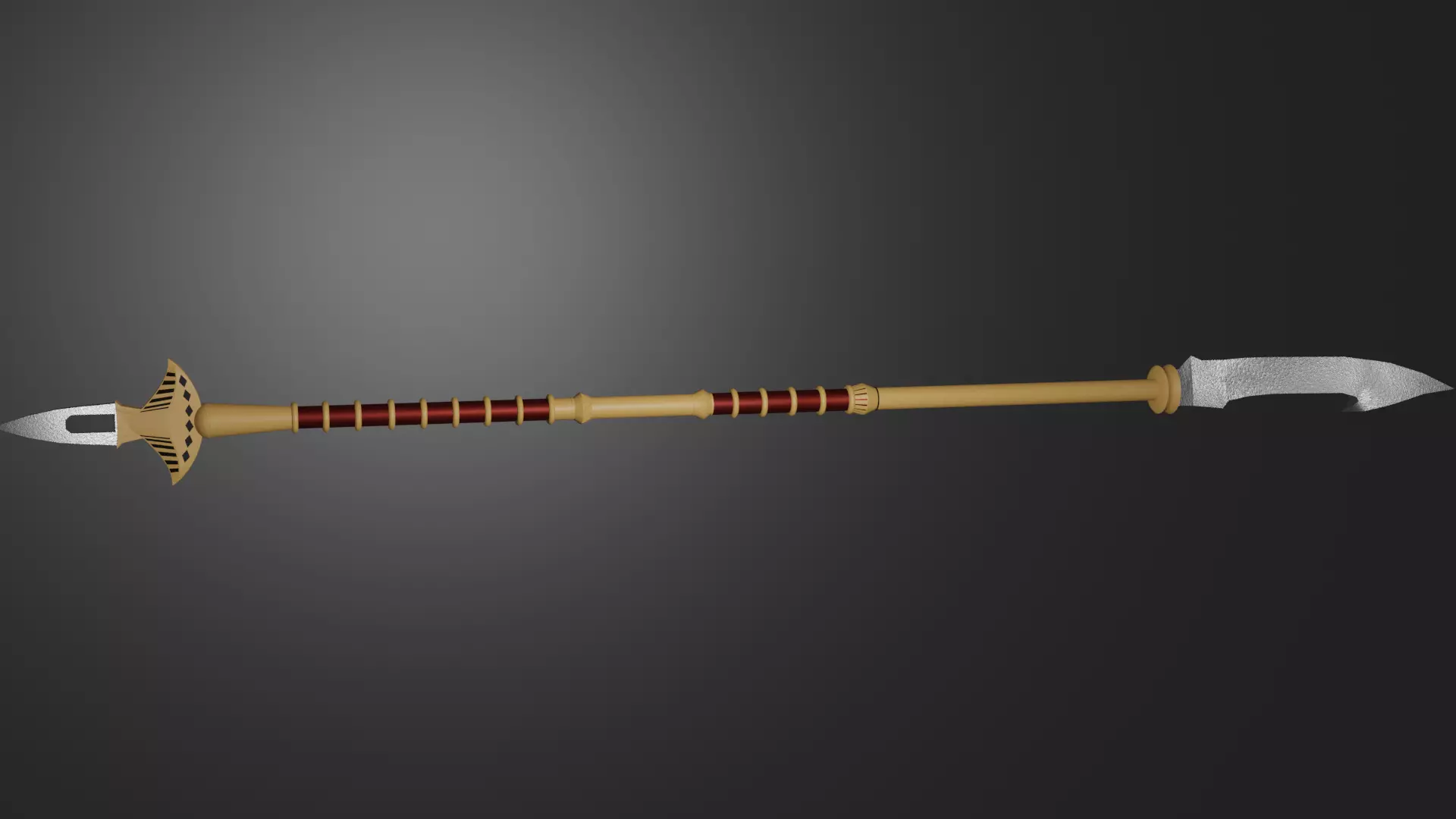 Double Sided Spear Low-poly 3D model_0