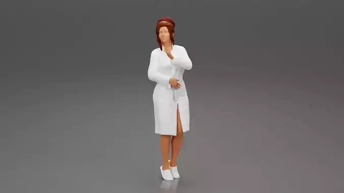 woman in a white bathrobe standing 3D print model