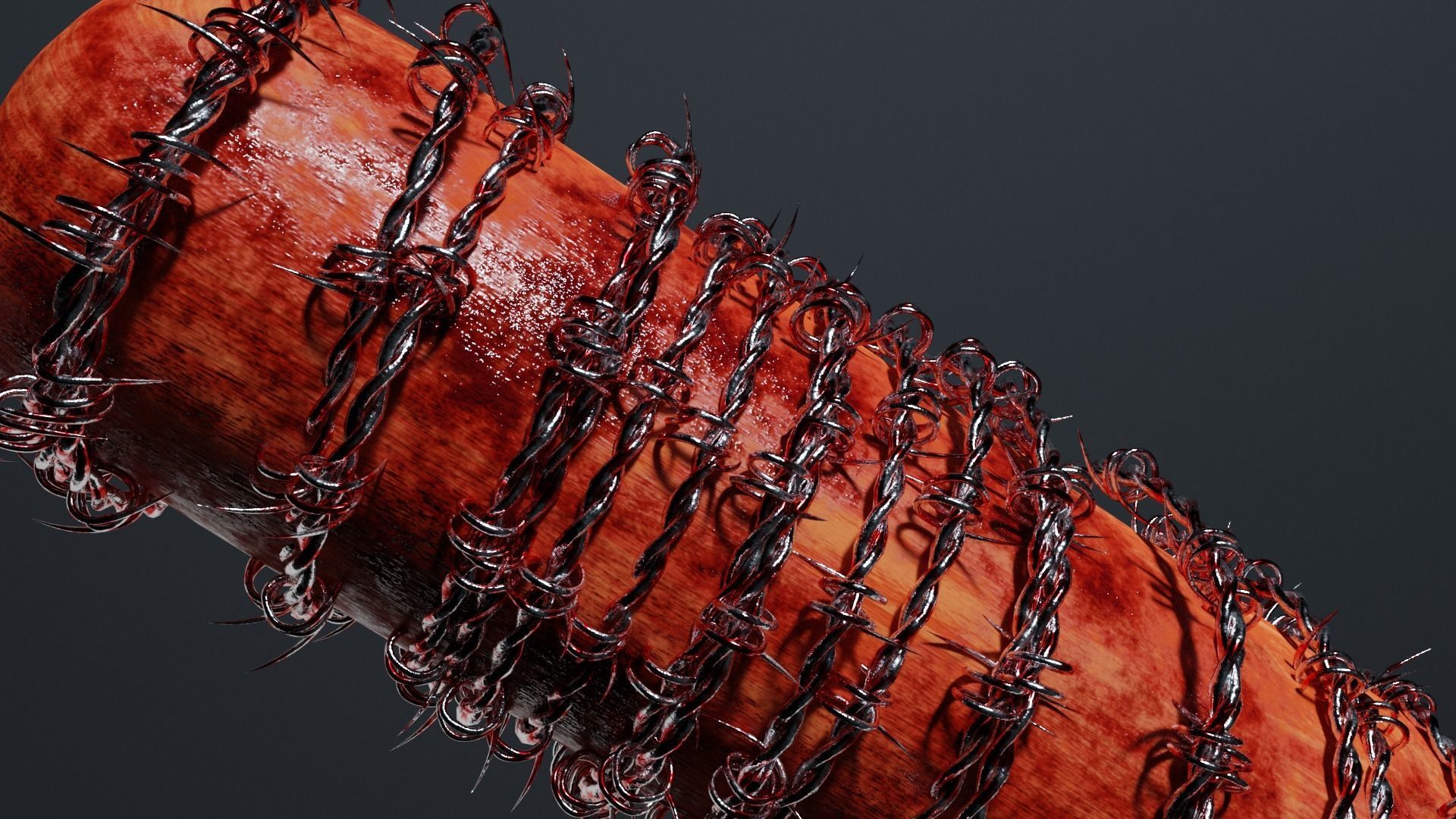 BaseBall Bat with Barbwire Free low-poly 3D model_4