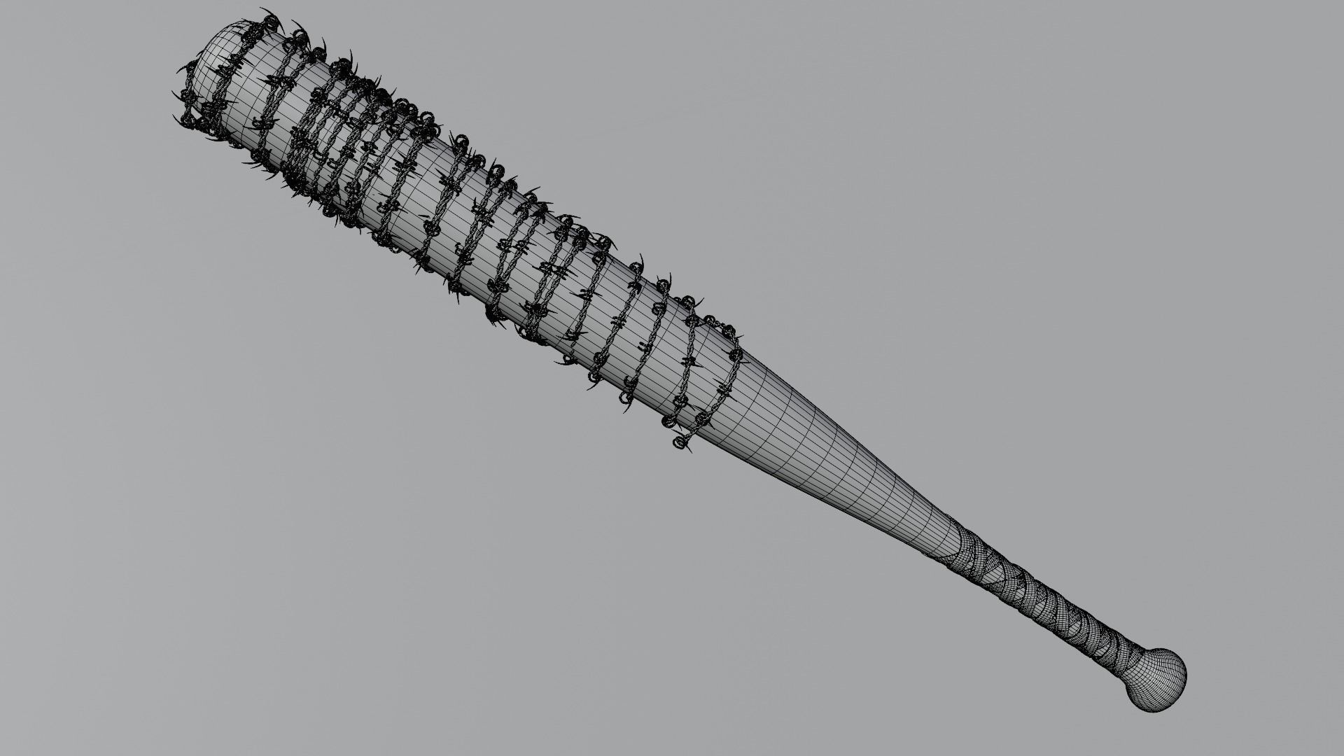 BaseBall Bat with Barbwire Free low-poly 3D model_2