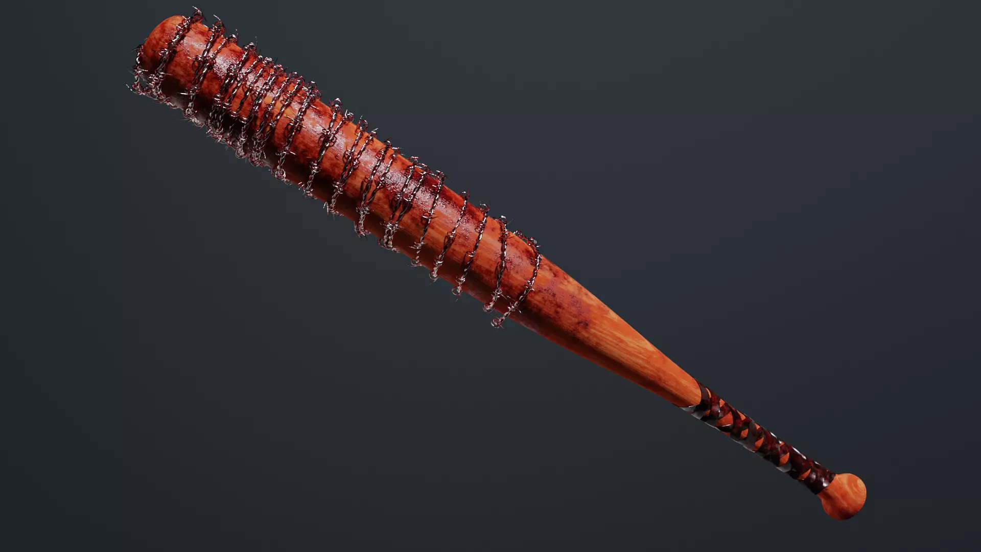 BaseBall Bat with Barbwire Free low-poly 3D model_0