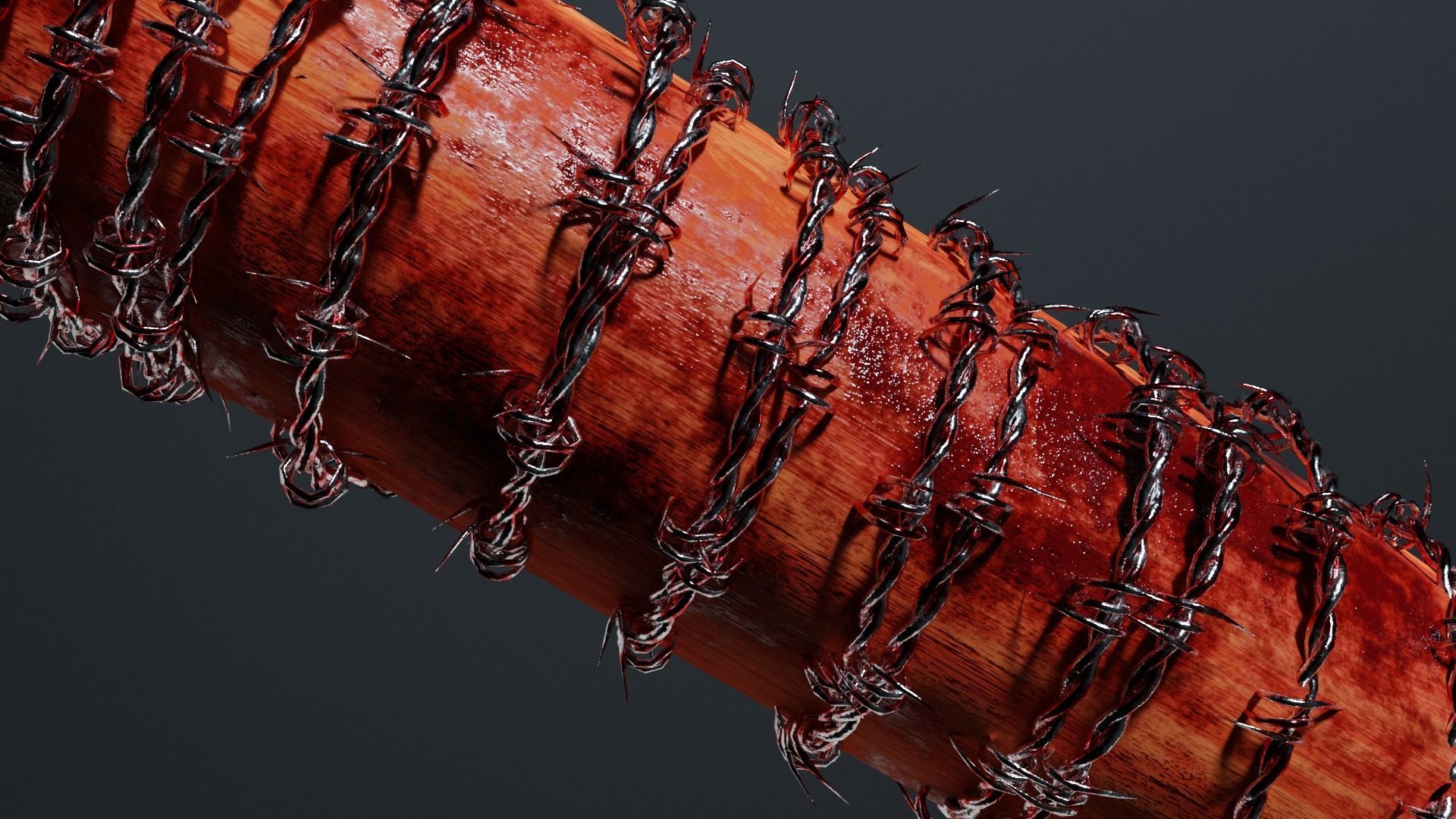 BaseBall Bat with Barbwire Free low-poly 3D model_8