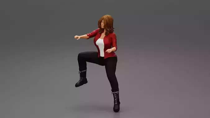 beautiful woman in jacket sitting and driving a motorbike