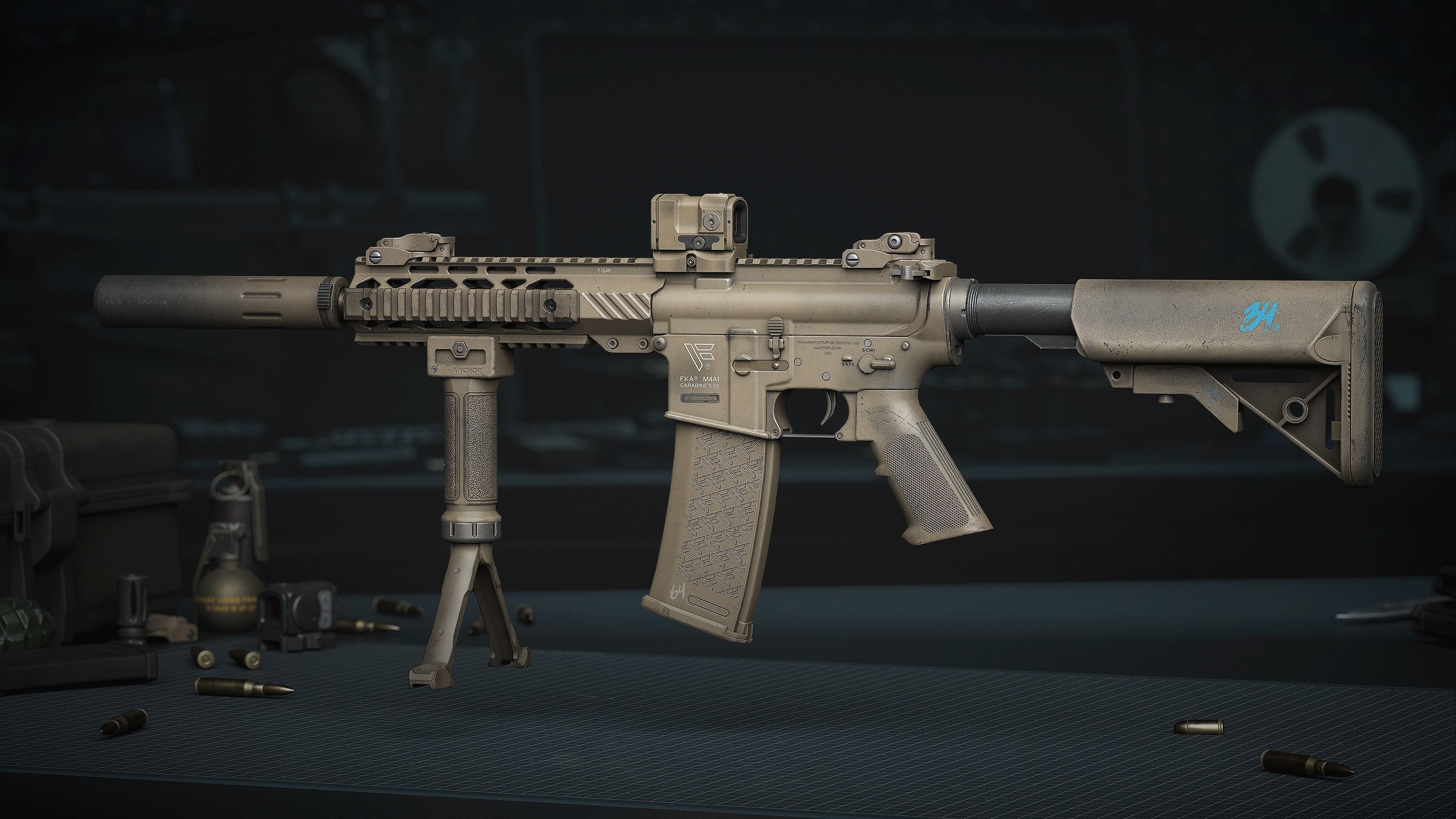 weapon - AR15 Sand - assault rifle Low-poly 3D model_3