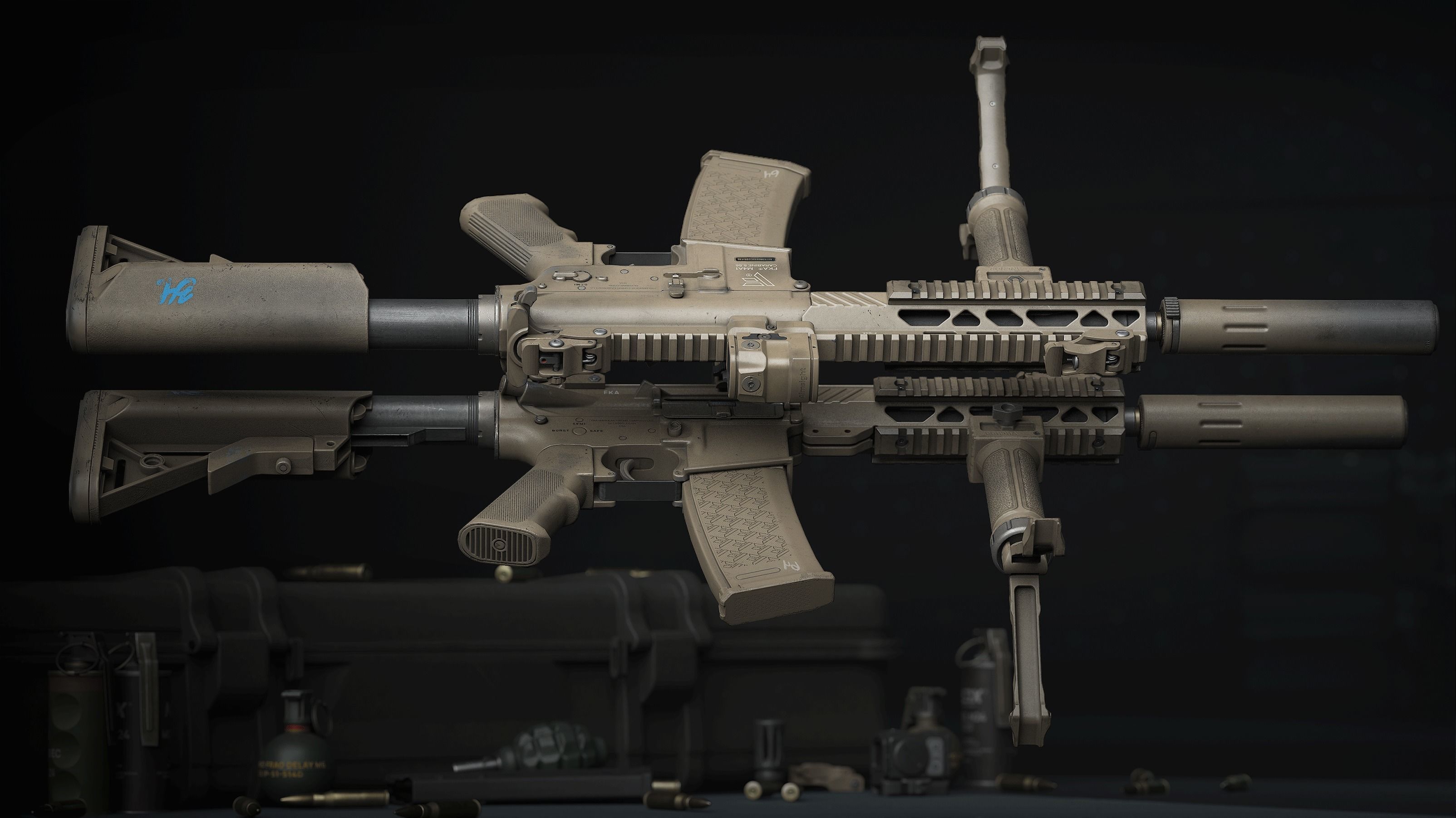 weapon - AR15 Sand - assault rifle Low-poly 3D model_7