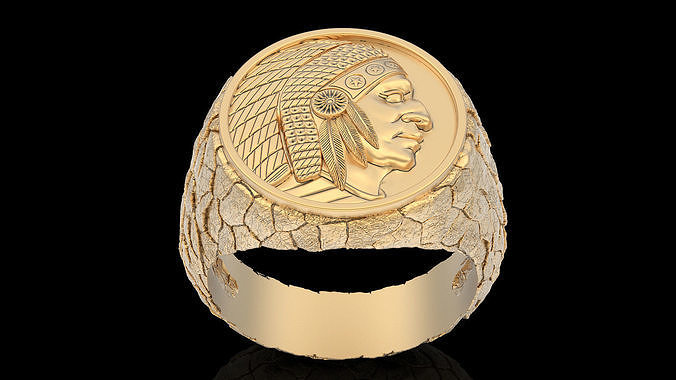 Rock  Indian ring silver  gold jewelry 3D printable model 3D print model