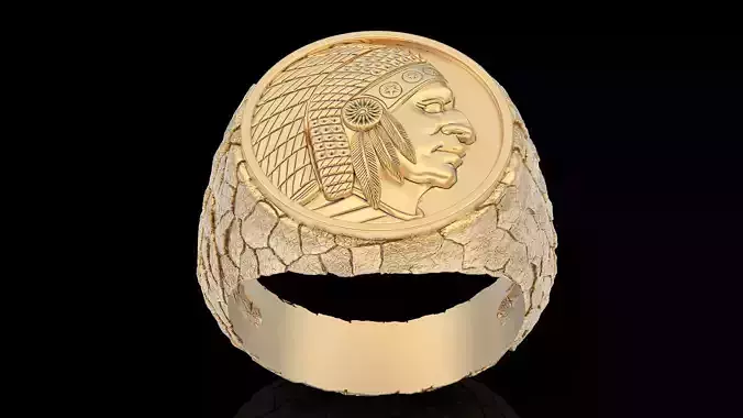 Rock  Indian ring silver  gold jewelry 3D printable model