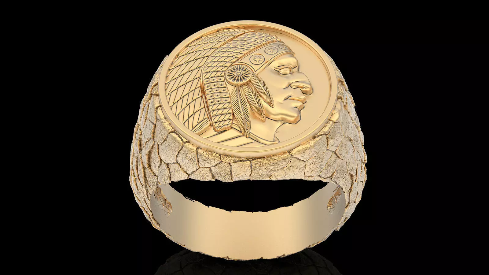 Rock Indian ring silver gold jewelry 3D printable model 3D print model