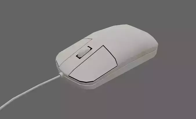 Old Mouse with Wire Low-poly 3D model