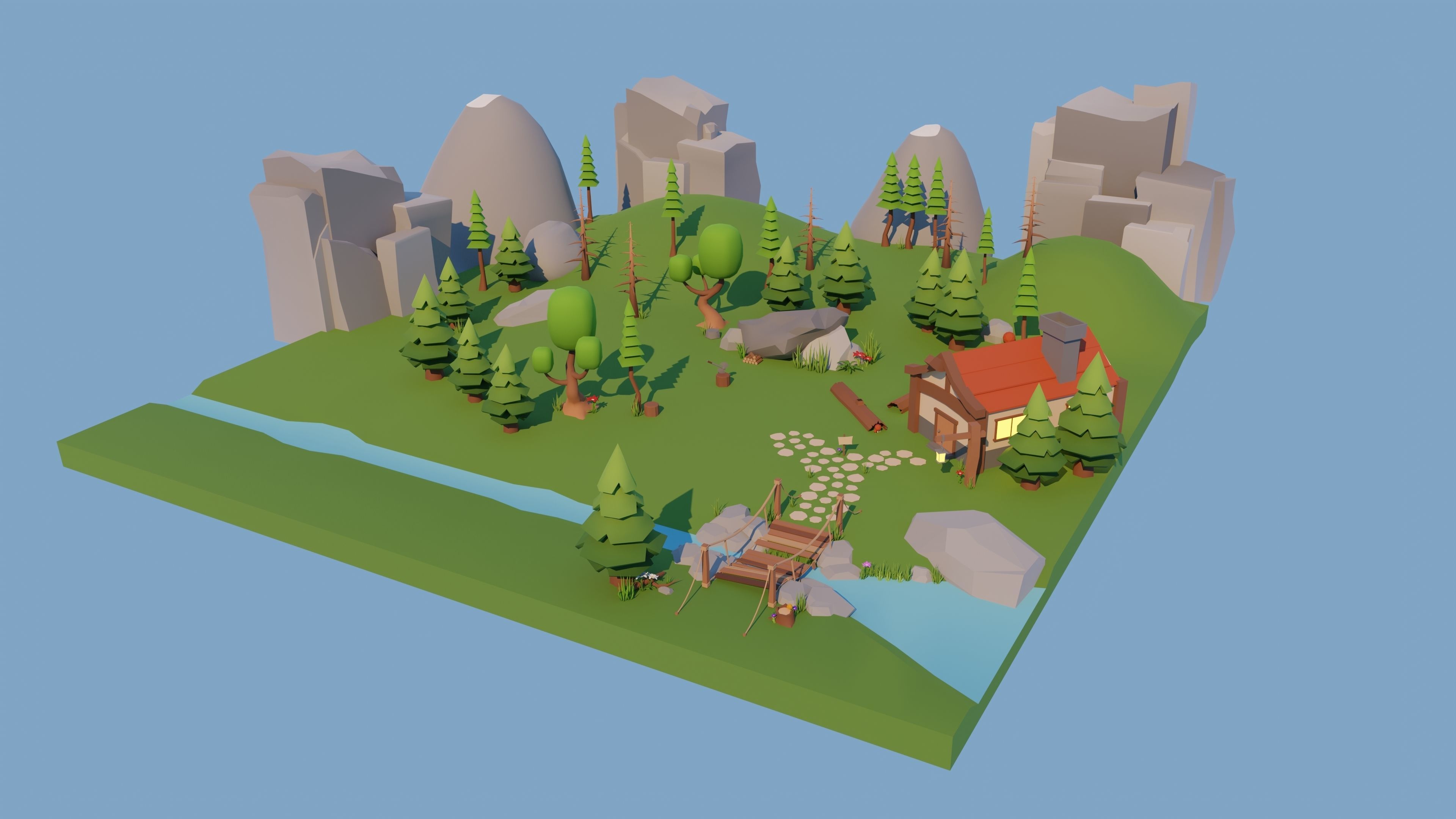 Low Poly Environment Low-poly 3D model_1
