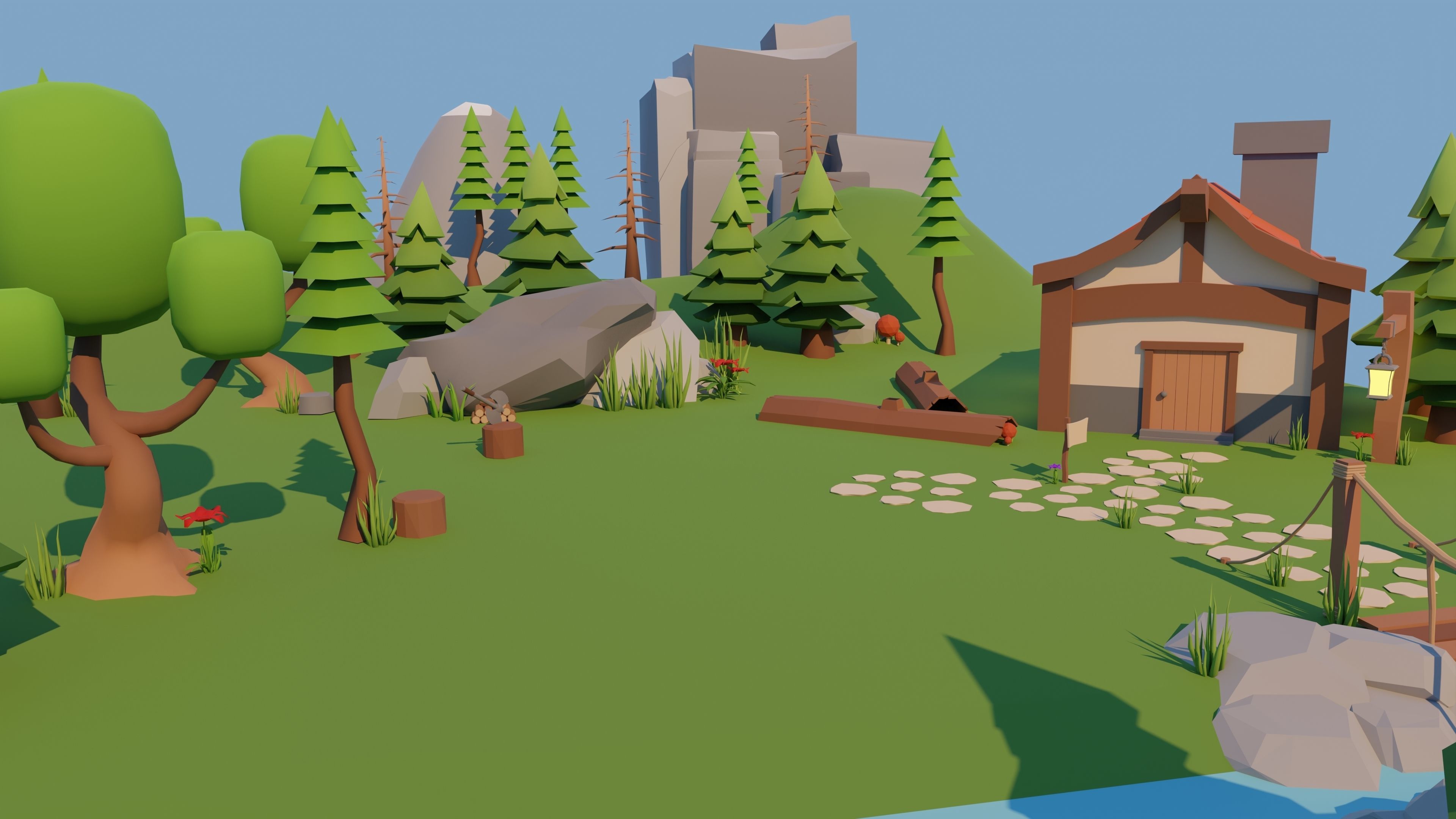 Low Poly Environment Low-poly 3D model_2