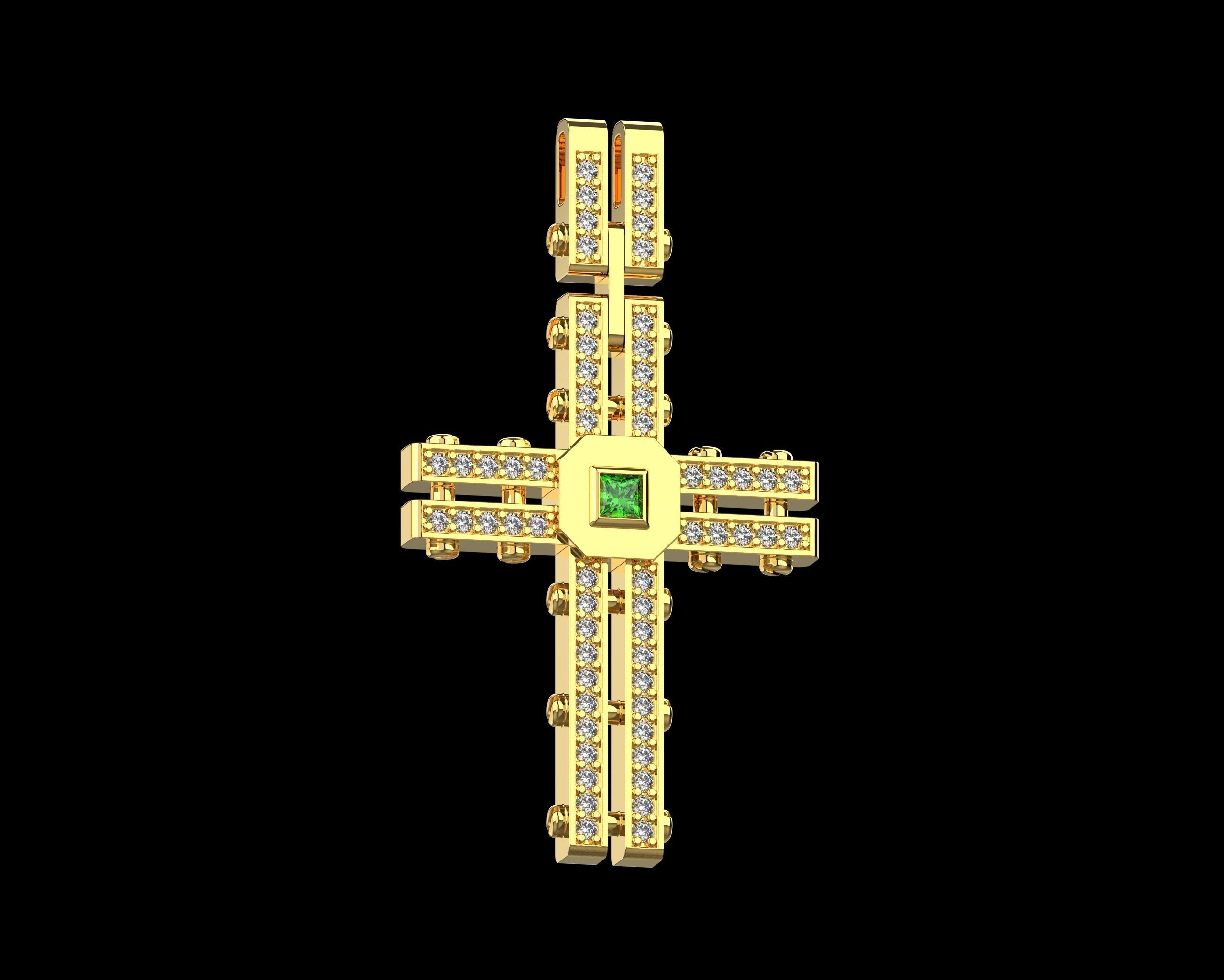Pendant Cross with Diamonds N123 3D print model_19