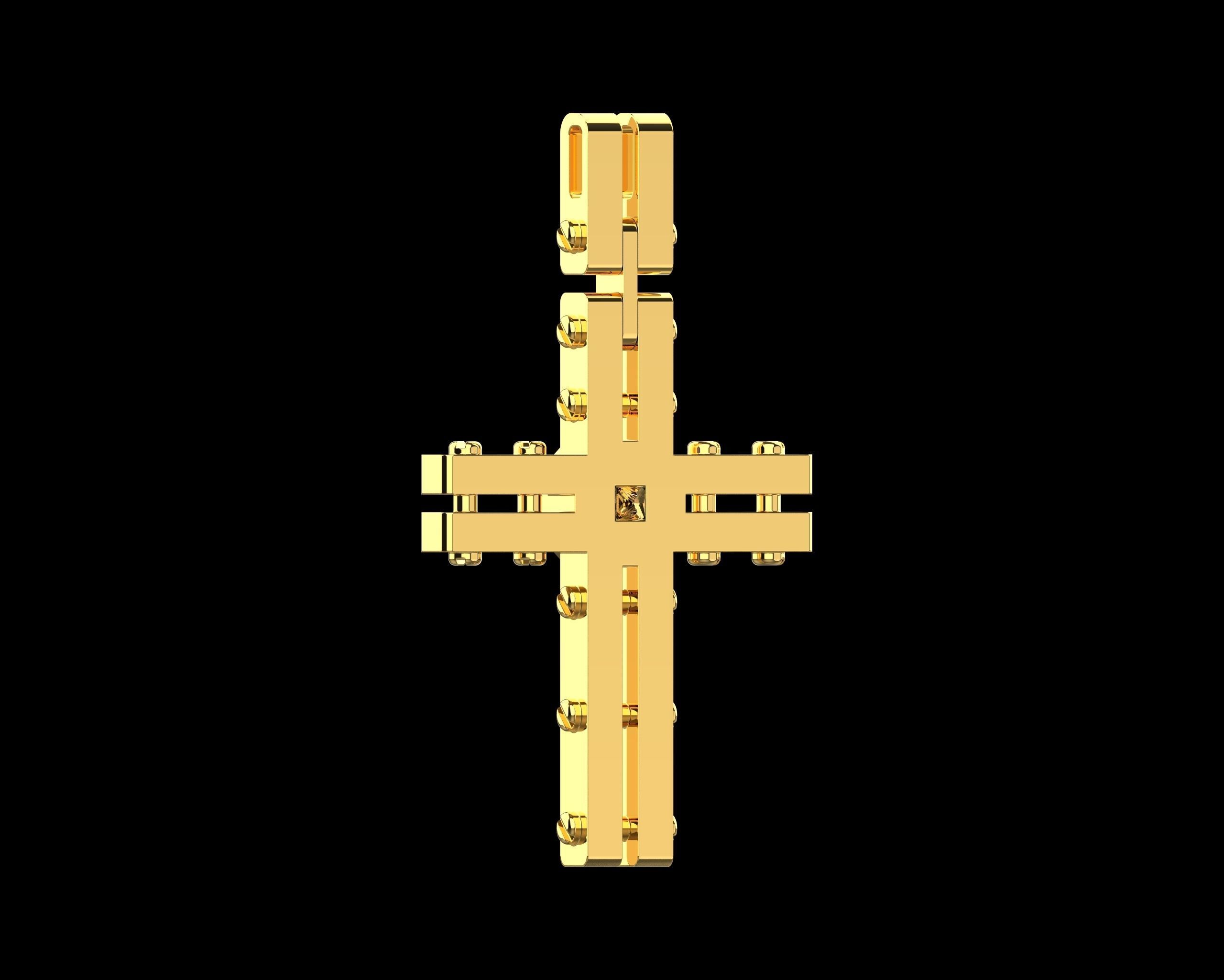 Pendant Cross with Diamonds N123 3D print model_4