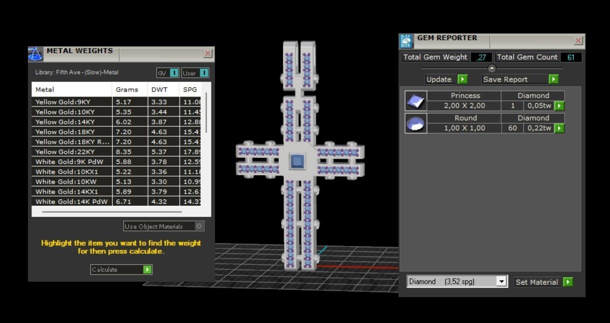Pendant Cross with Diamonds N123 3D print model_7