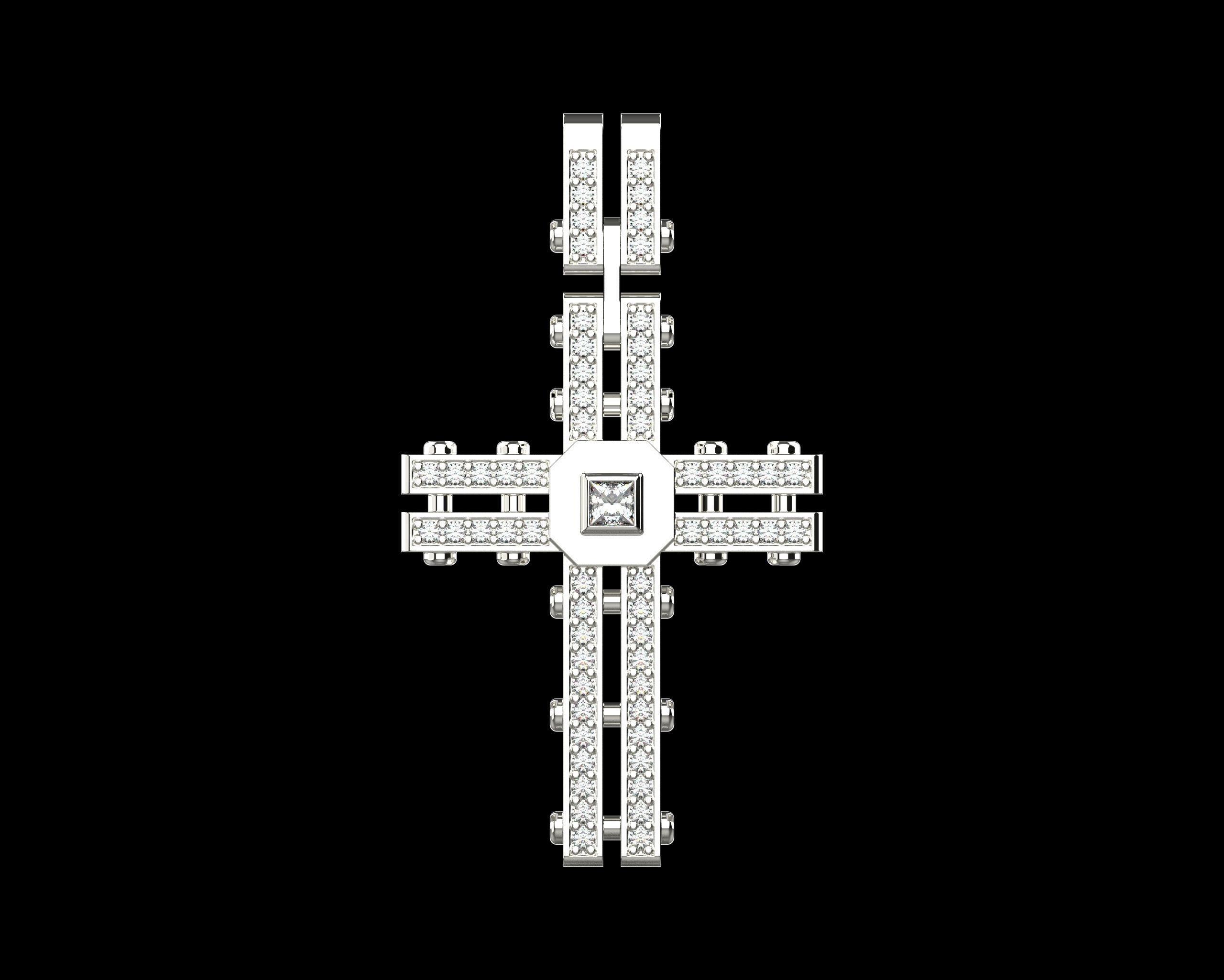 Pendant Cross with Diamonds N123 3D print model_8