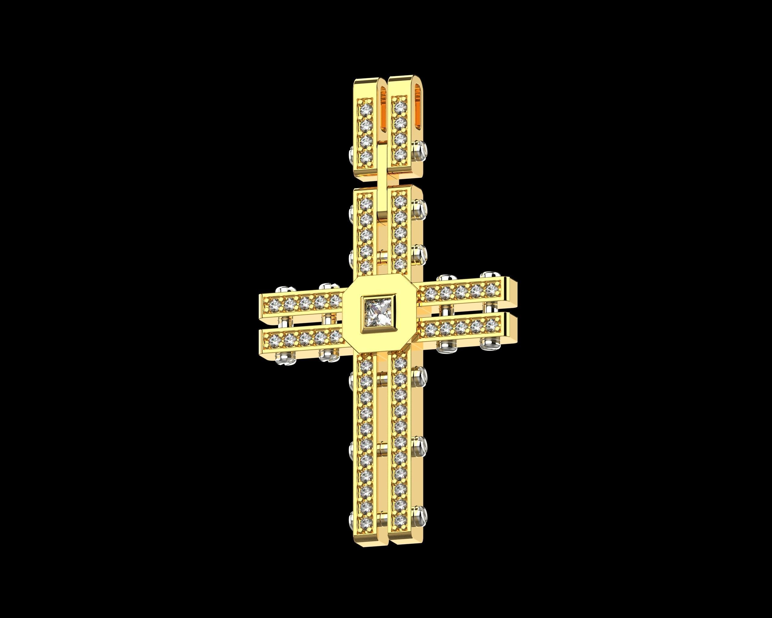 Pendant Cross with Diamonds N123 3D print model_21