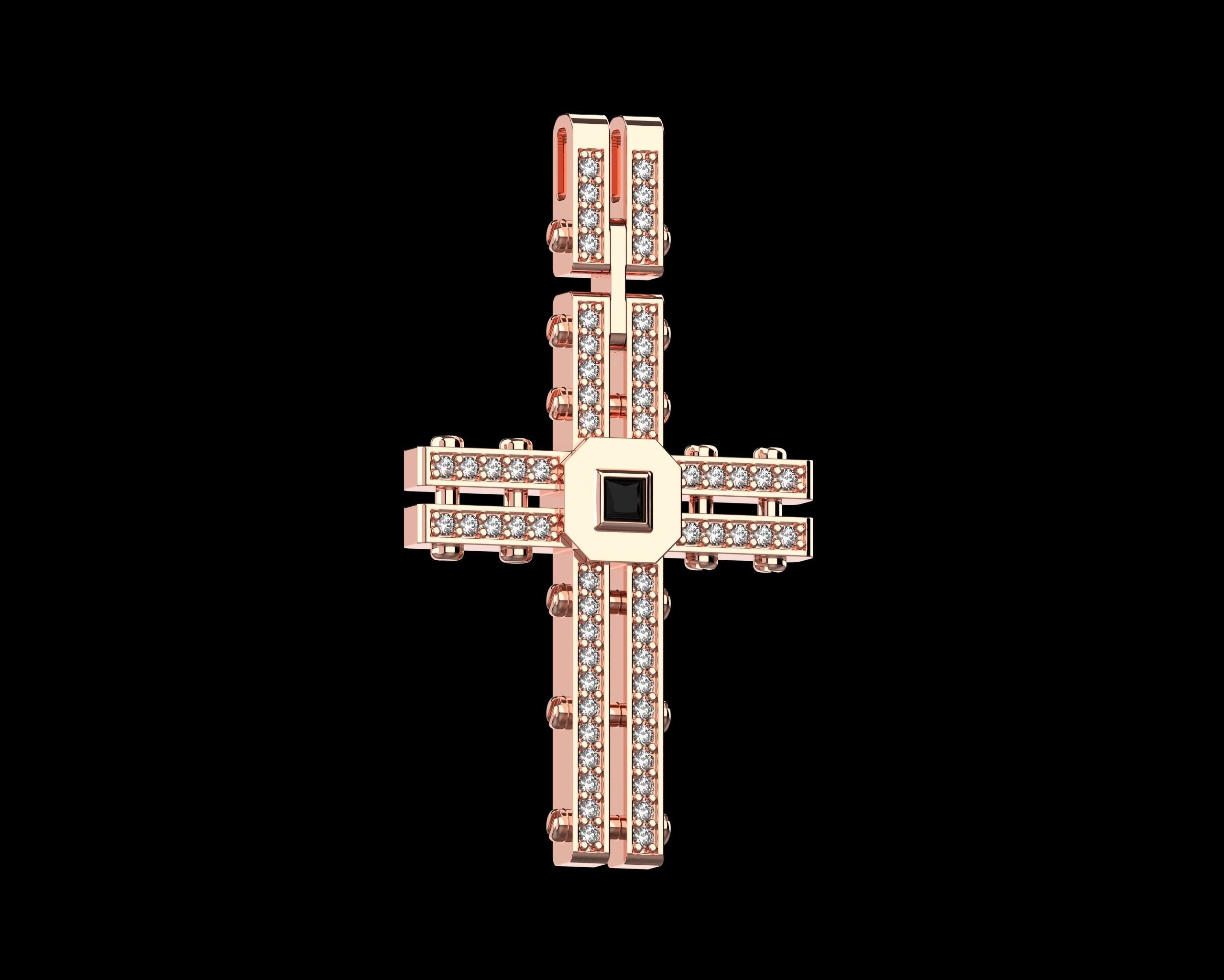 Pendant Cross with Diamonds N123 3D print model_28