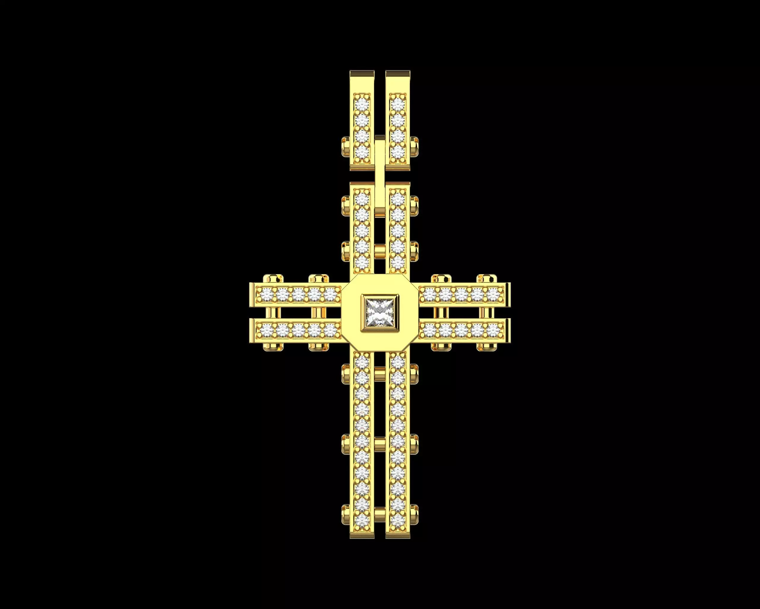 Pendant Cross with Diamonds N123 3D print model_0