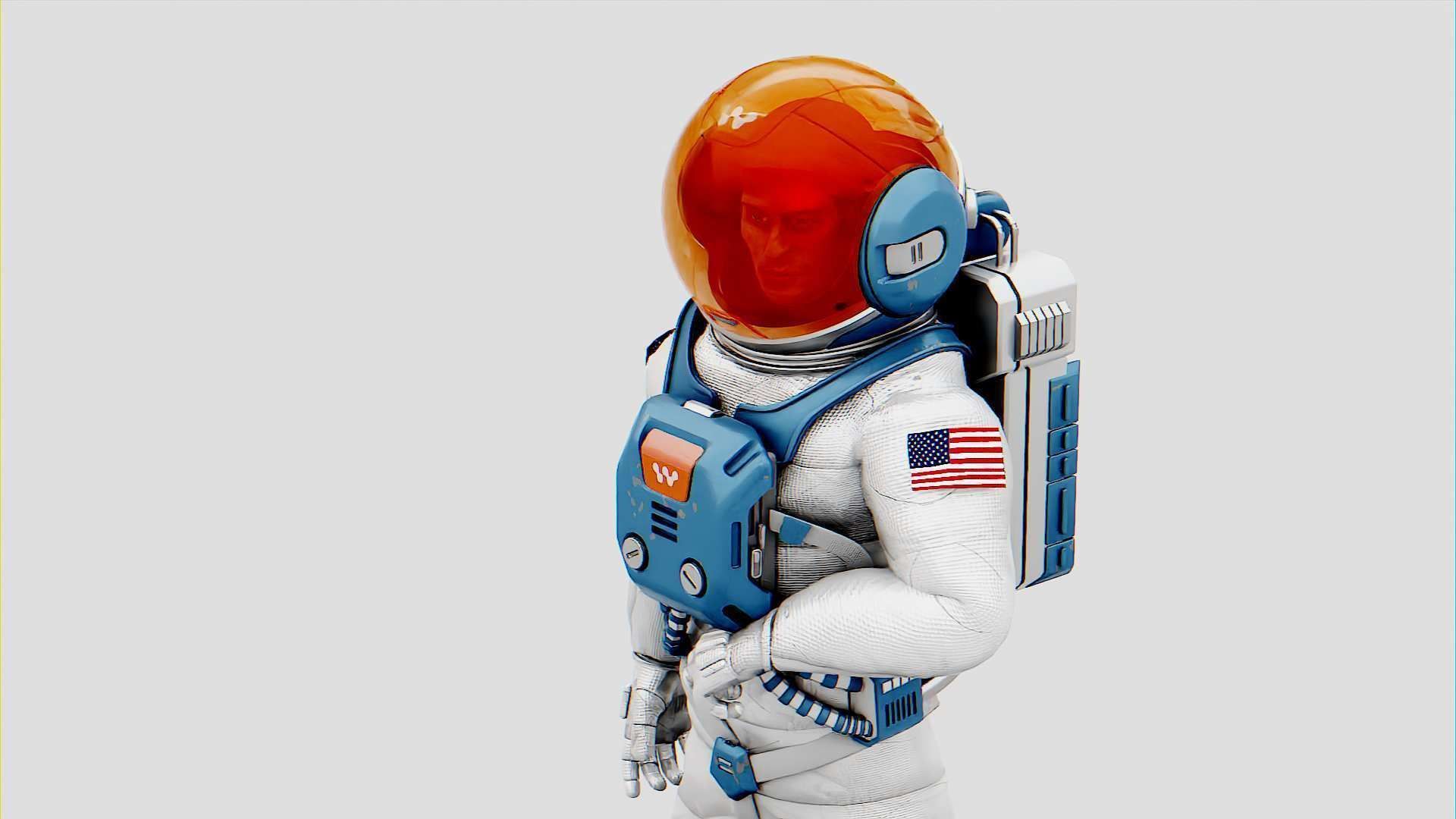 MARS COLONY ASTRONAUT RIGGED 3D model_15