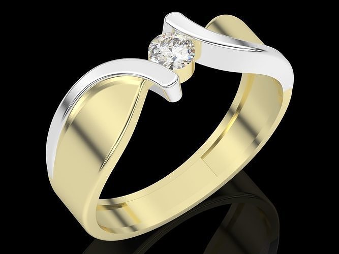solitaire engagement ring silver gold 3D print model