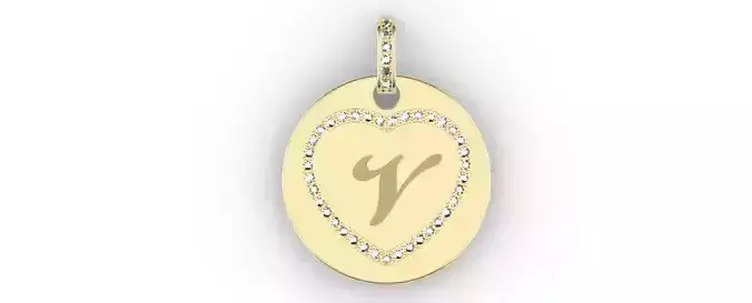 Heart Initial Pendant - V