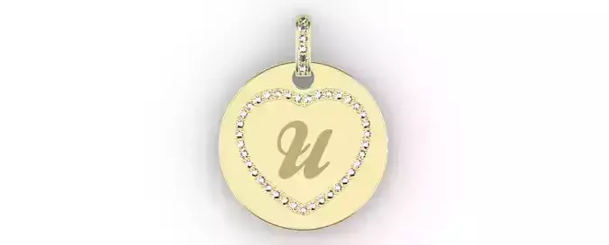 Heart Initial Pendant - U