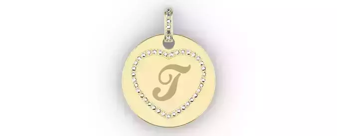 Heart Initial Pendant - T