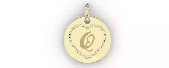 Heart Initial Pendant - Q