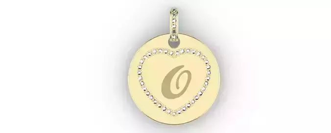 Heart Initial Pendant - O 3D print model