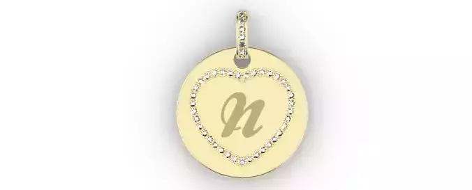 Heart Initial Pendant - N