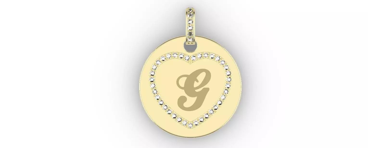 Heart Initial Pendant - G 3D print model_0