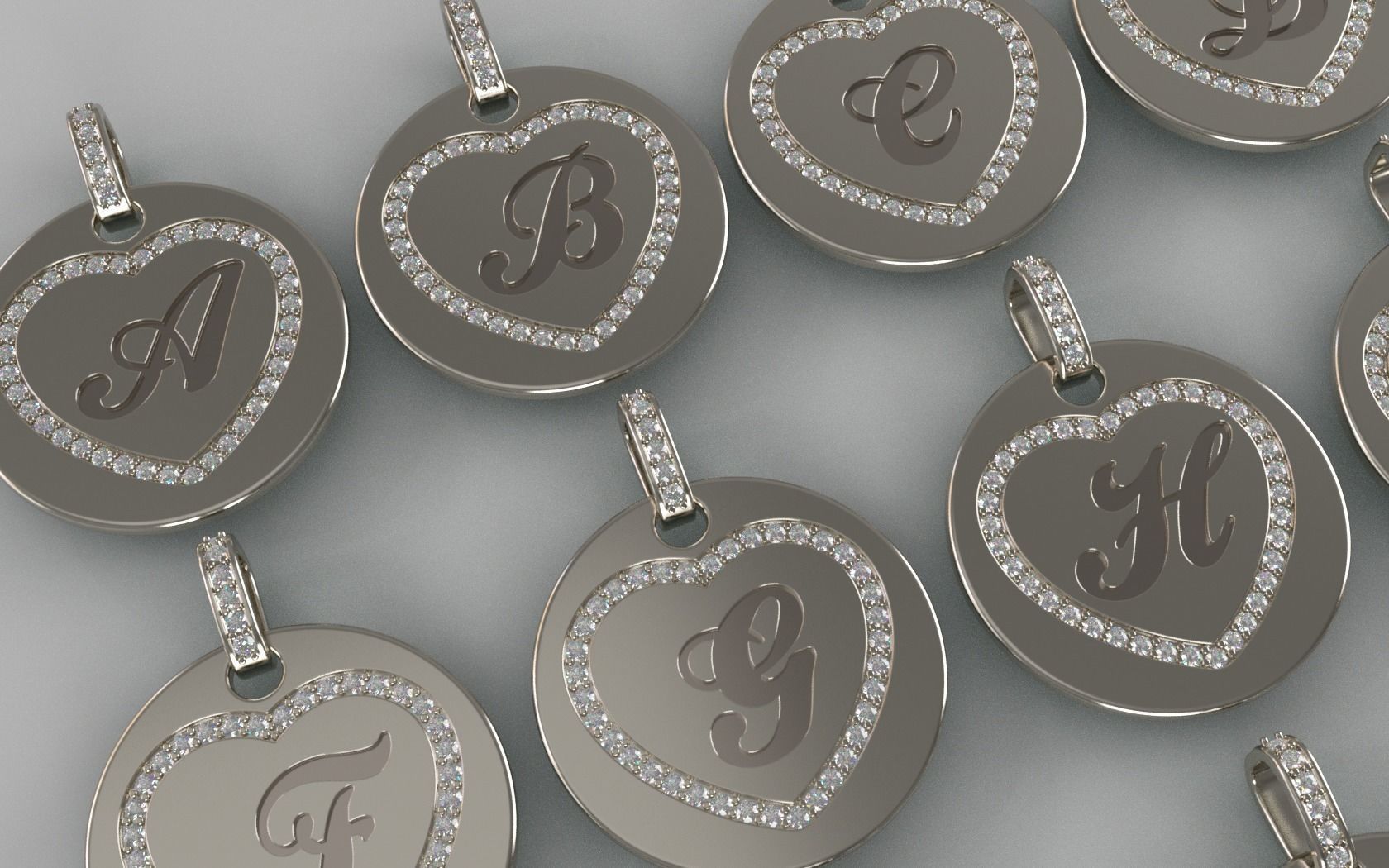 Heart Initial Pendant - G 3D print model_1