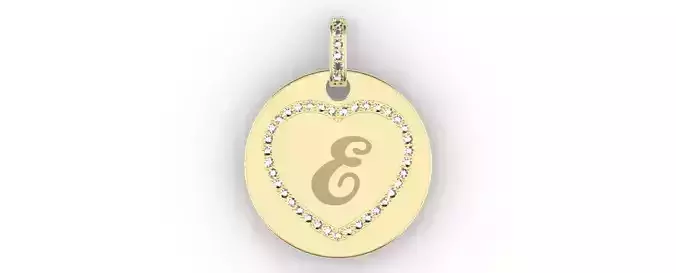 Heart Initial Pendant - E