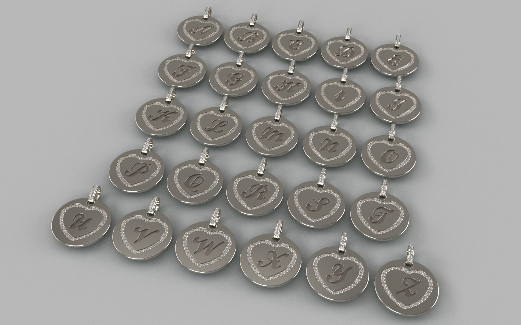 Heart Initial Pendant - A 3D print model_2