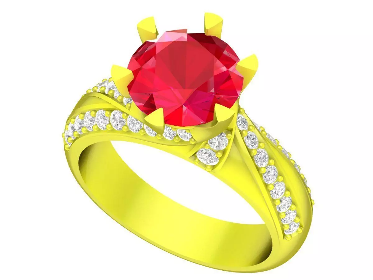 Luxury Round Cut Diamond Split Shank Ring for Women 5085 3D print model