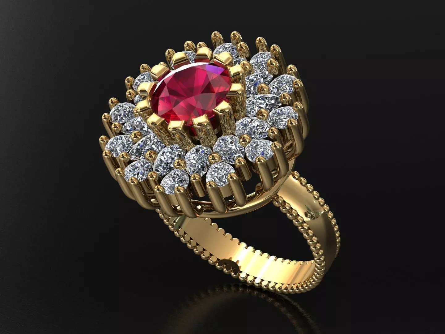 cluster-wedding-engagement-ring 3D print model_0