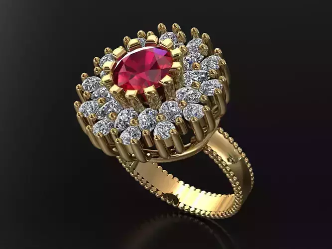 cluster-wedding-engagement-ring 3D print model