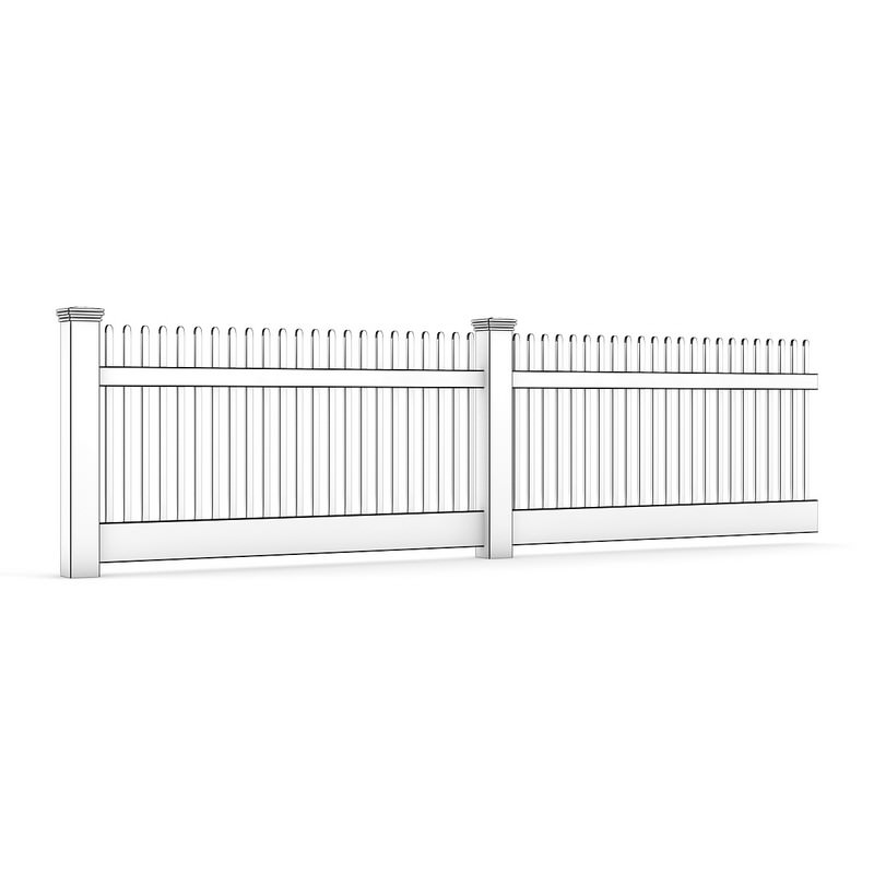 Wooden Fence 3D model_1