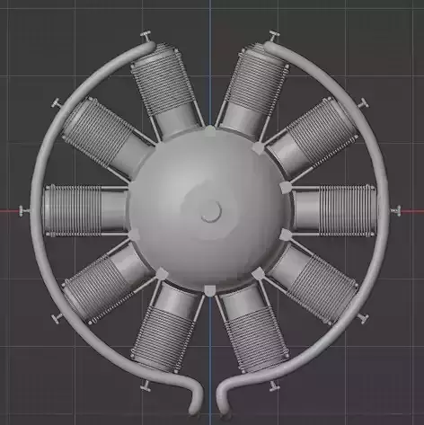 Anzani 10-cylinder radial aircraft engine 3D model