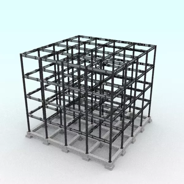 Steel-frame building 2 3D model