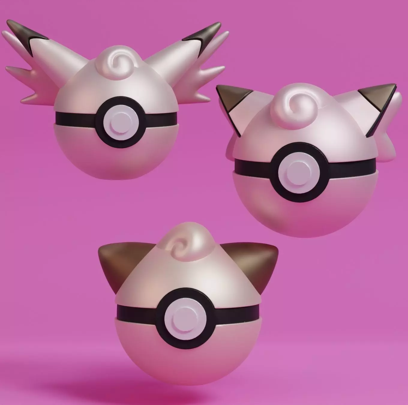 Pokemon Cleffa Clefairy Clefable Pokeball 3D print model_0