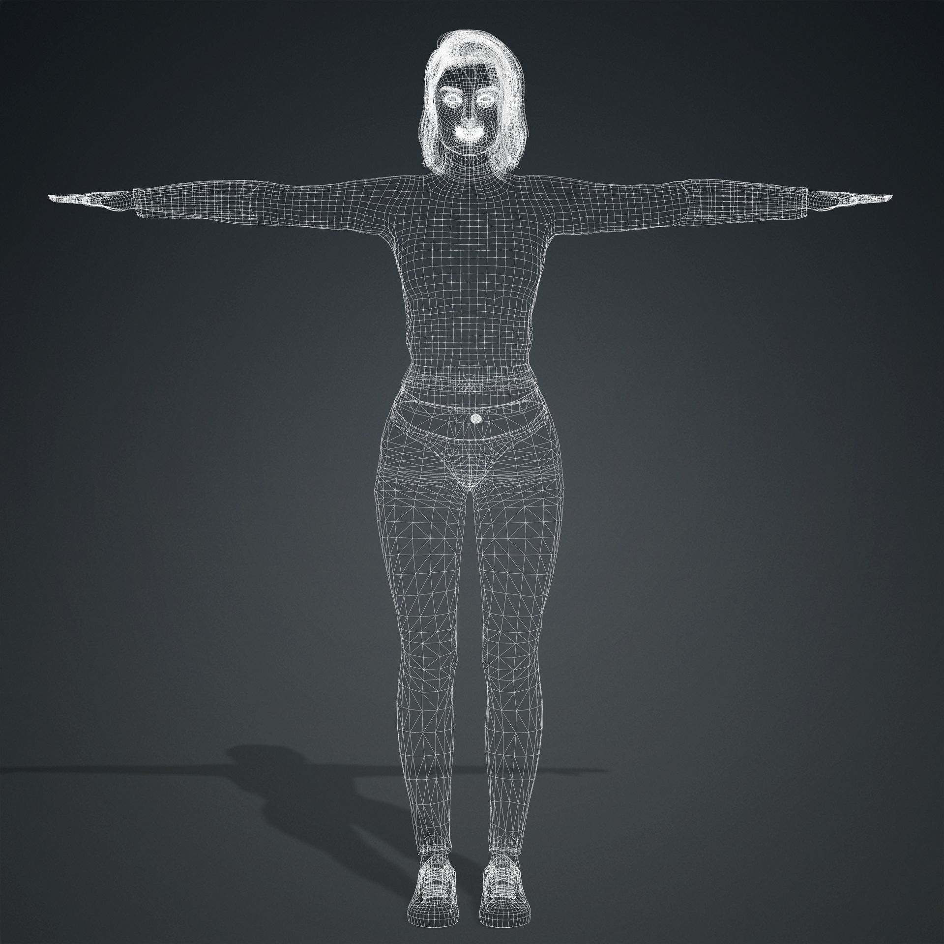 Green hair bueatiful  fitness woman Rigged and Blendshapes Low-poly 3D model_10