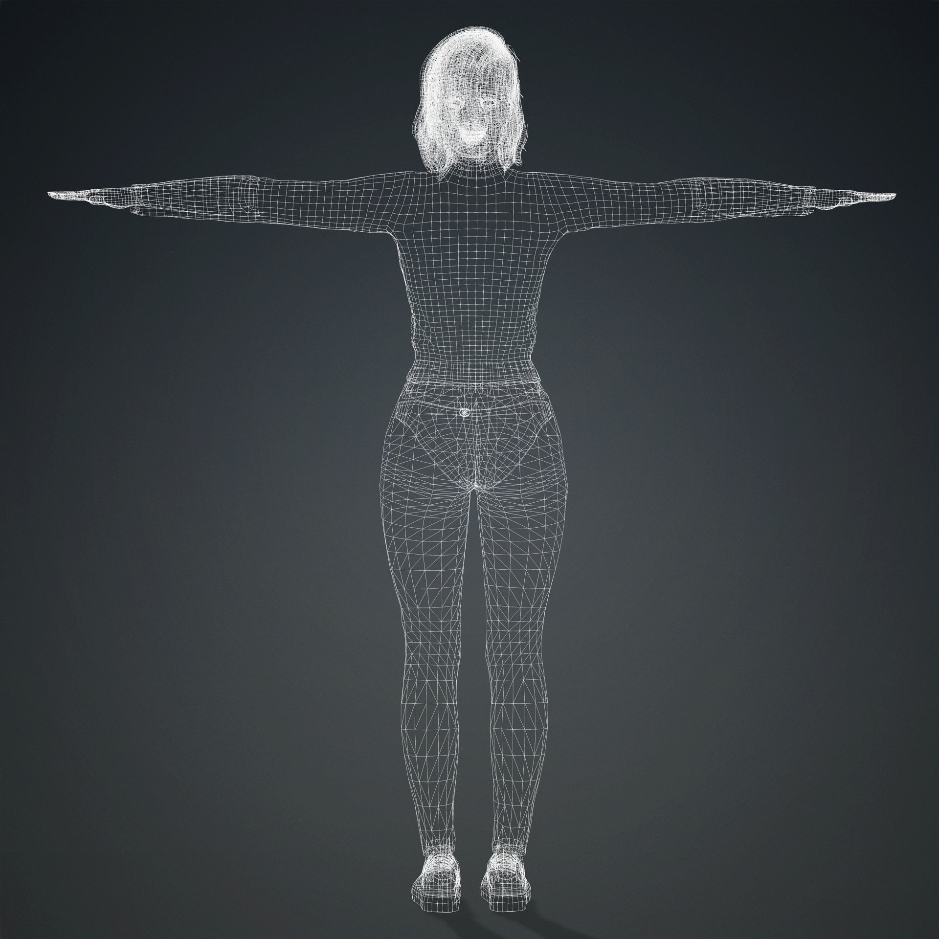 Green hair bueatiful  fitness woman Rigged and Blendshapes Low-poly 3D model_8