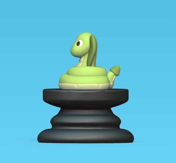 Little Prince Chess - Pawn - Snake 3D print model_2